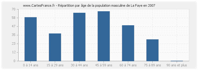 Répartition par âge de la population masculine de La Faye en 2007